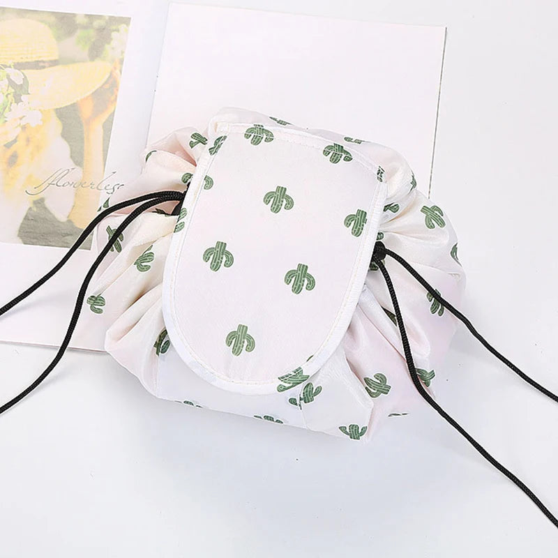 Women Drawstring Cosmetic Bag Travel Storage Makeup Bag Organizer